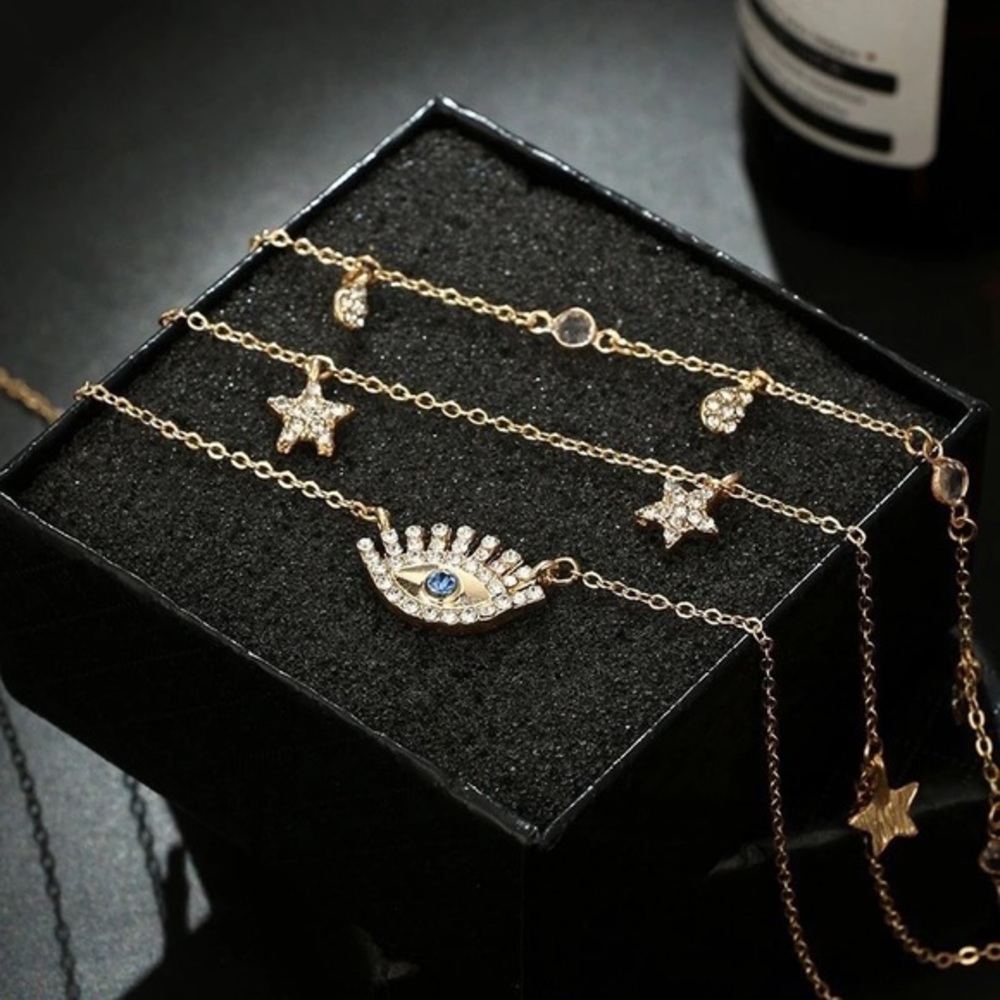 Evil Eye Layered Necklace - Picture 3 of 5